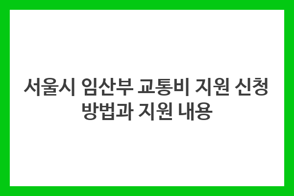 서울시 임산부 교통비 지원 신청 방법과 지원 내용