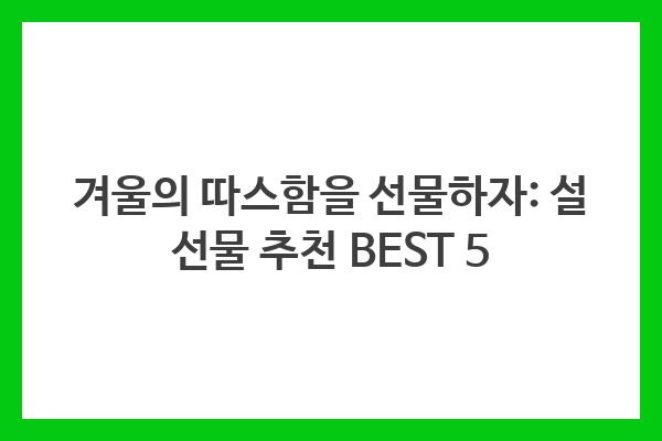 겨울의 따스함을 선물하자: 설 선물 추천 BEST 5