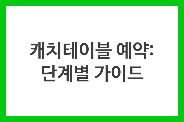 캐치테이블 예약: 단계별 가이드