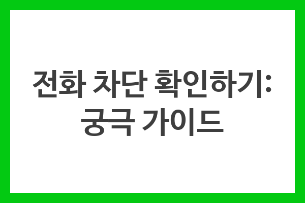 전화 차단 확인하기: 궁극 가이드