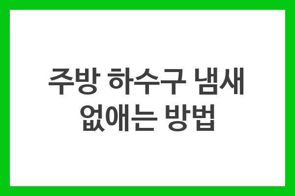 주방 하수구 냄새 없애는 방법